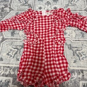 Joyfolie Red and White Gingham Ruffle One-Piece